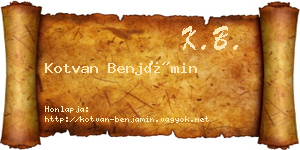 Kotvan Benjámin névjegykártya